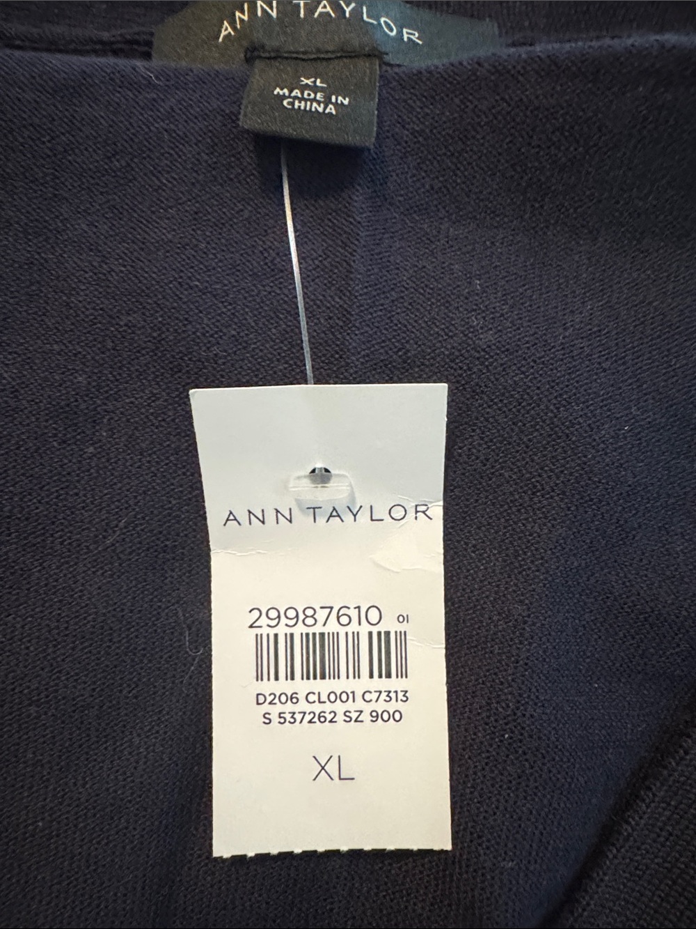 Ann Taylor Cream and Black Shell-Print V-Neck Cardigan - Picture 3 of 3